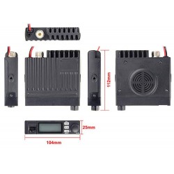 Dimensiones de la mini emisora de CB 27MHz ANYTONE SMART II.